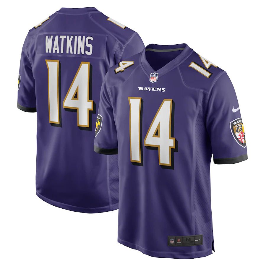 Men Baltimore Ravens #14 Sammy Watkins Nike Purple Game NFL Jersey->baltimore ravens->NFL Jersey